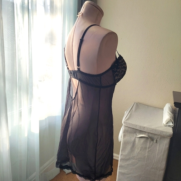 Push Up Babydoll Lace Slip Negligee Black Size Medium Gilligan O'Malley Intimate - Picture 9 of 9
